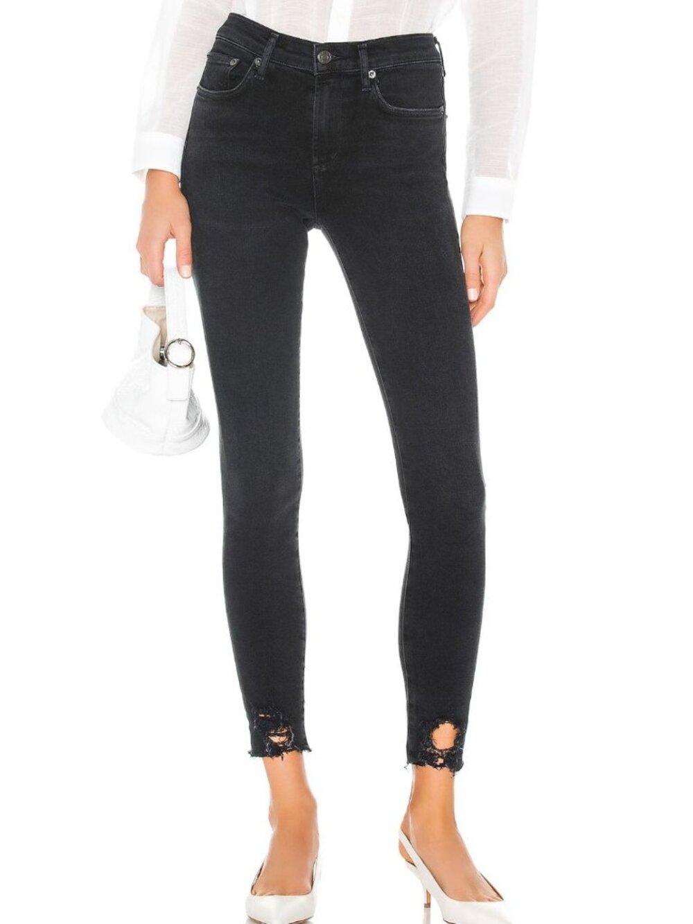AGOLDE Sophie Ankle Skinny Jeans in Shout Black Size 28